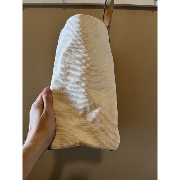 Botkier Cotton Canvas Woven Tote White & Brown Medium Purse - Picture 5 of 13